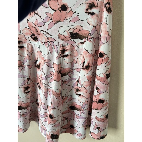 George Woman Skirt Sz 18W/20W Pink Floral Fairy Print Bloom Swing Stretch A Line - Picture 2 of 11
